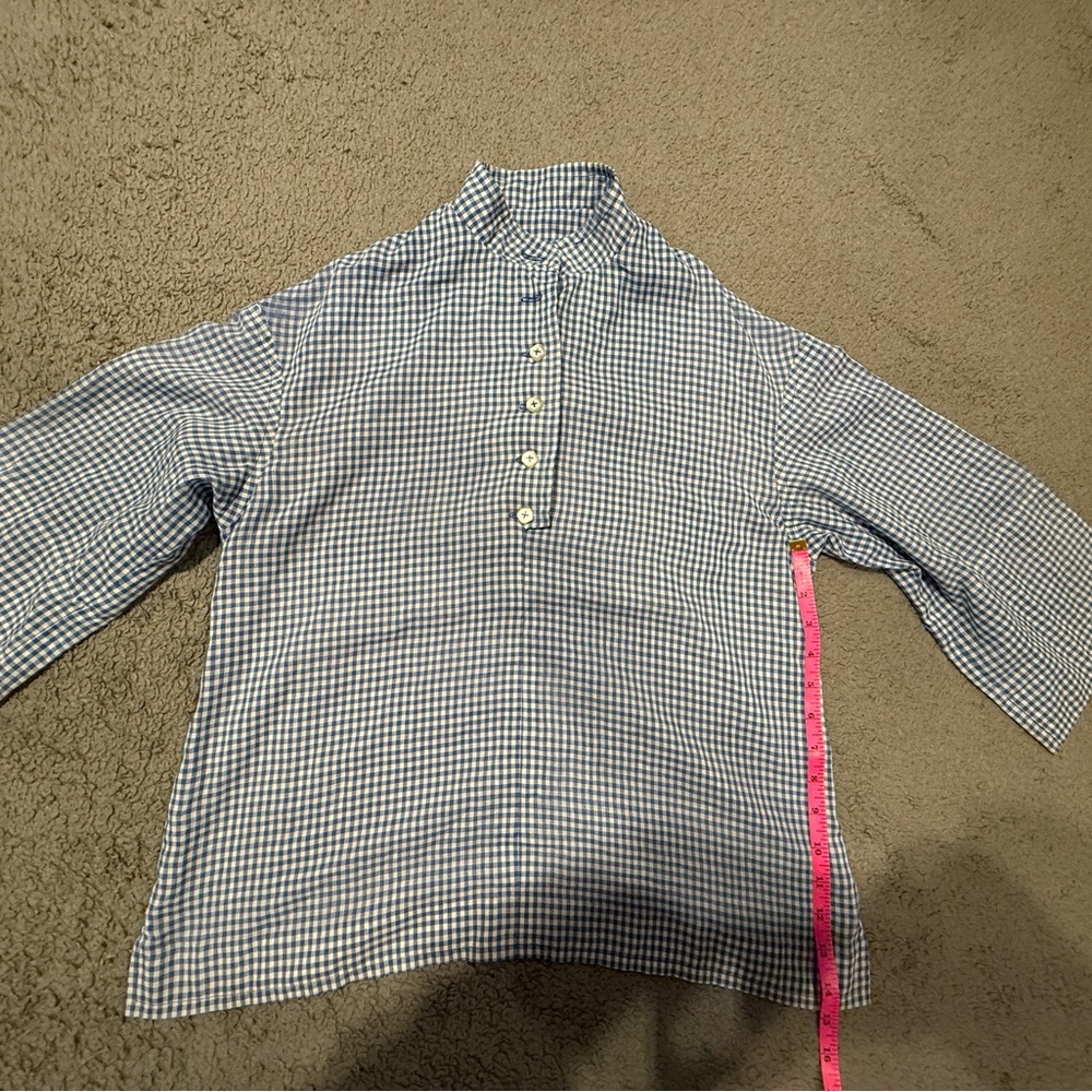 Blue and White Checkered Button-Up Shirt Vintage